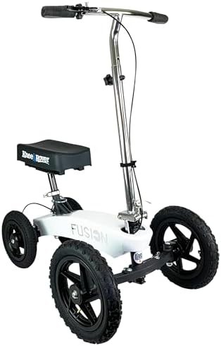Fusion all terrain knee scooter with dual brakes