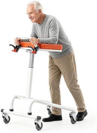 White upright rollator with armrest supports