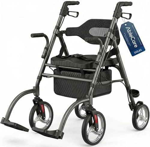 Aluminum rollator walker with seat