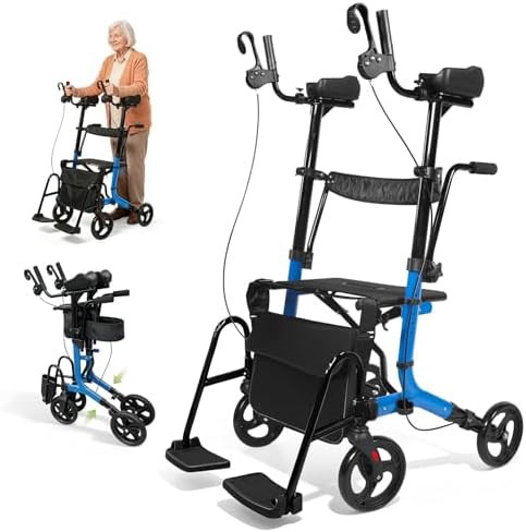 Lightweight upright walker with seat