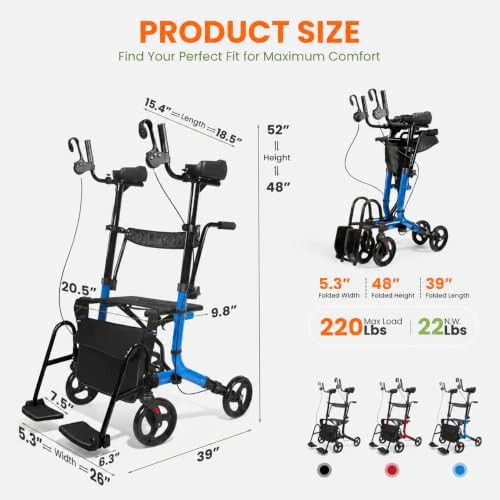 Lightweight upright walker with seat — photo 3